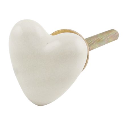 Cream Tiny Heart Ceramic Cabinet Knobs